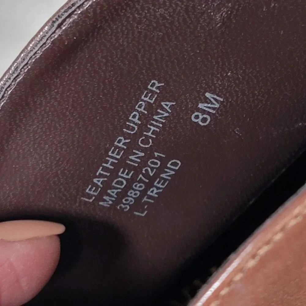FRANCO SARTO Brown High Heel Booties Zipper Ankle Boot Leather 8M Shoe Peep‎ Toe
